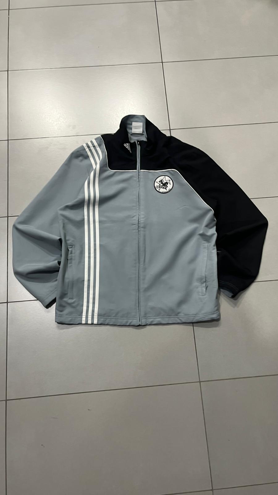 Adidas Track Jacket Grigia e Nera Vintage Uomo Y2K Full Zip Streetwear (M)