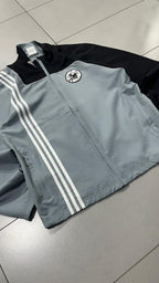 Adidas Track Jacket Grigia e Nera Vintage Uomo Y2K Full Zip Streetwear (M)