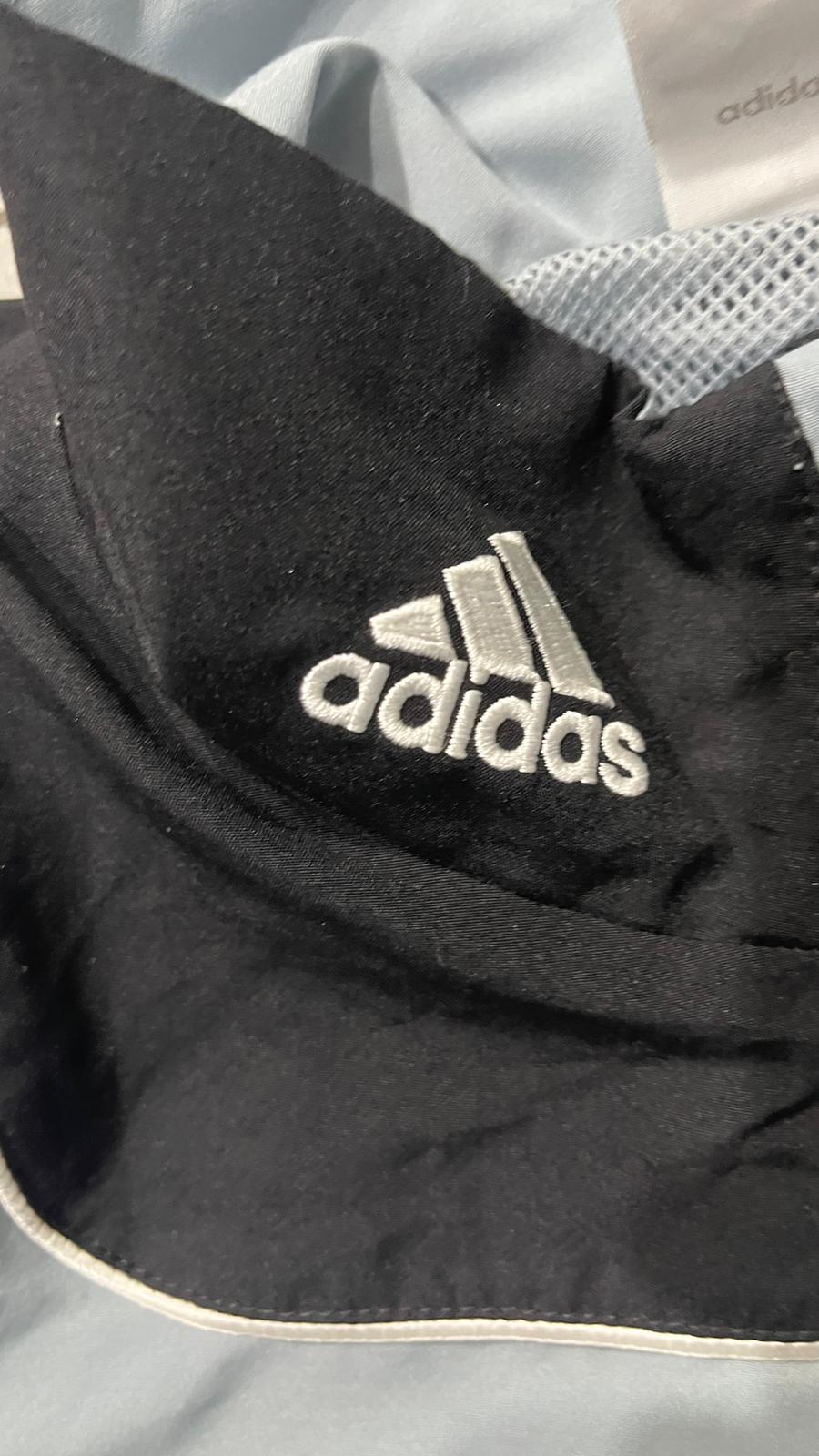 Adidas Track Jacket Grigia e Nera Vintage Uomo Y2K Full Zip Streetwear (M)