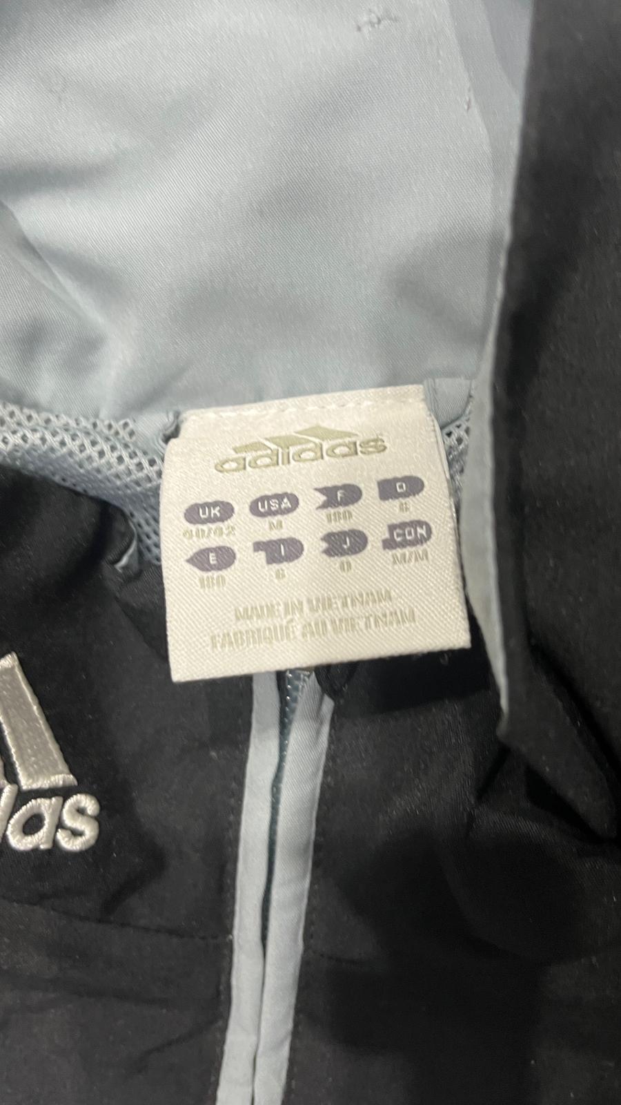 Adidas Track Jacket Grigia e Nera Vintage Uomo Y2K Full Zip Streetwear (M)