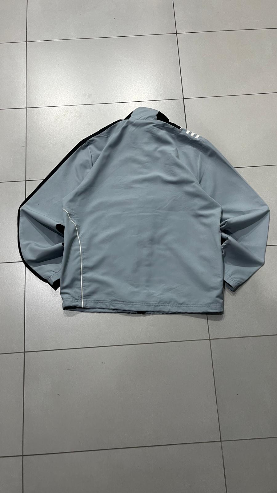 Adidas Track Jacket Grigia e Nera Vintage Uomo Y2K Full Zip Streetwear (M)