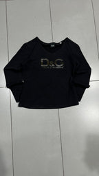 Top D&G Dolce & Gabbana nero maniche lunghe logo taglia M