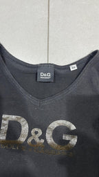 Top D&G Dolce & Gabbana nero maniche lunghe logo taglia M