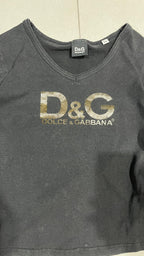 Top D&G Dolce & Gabbana nero maniche lunghe logo taglia M