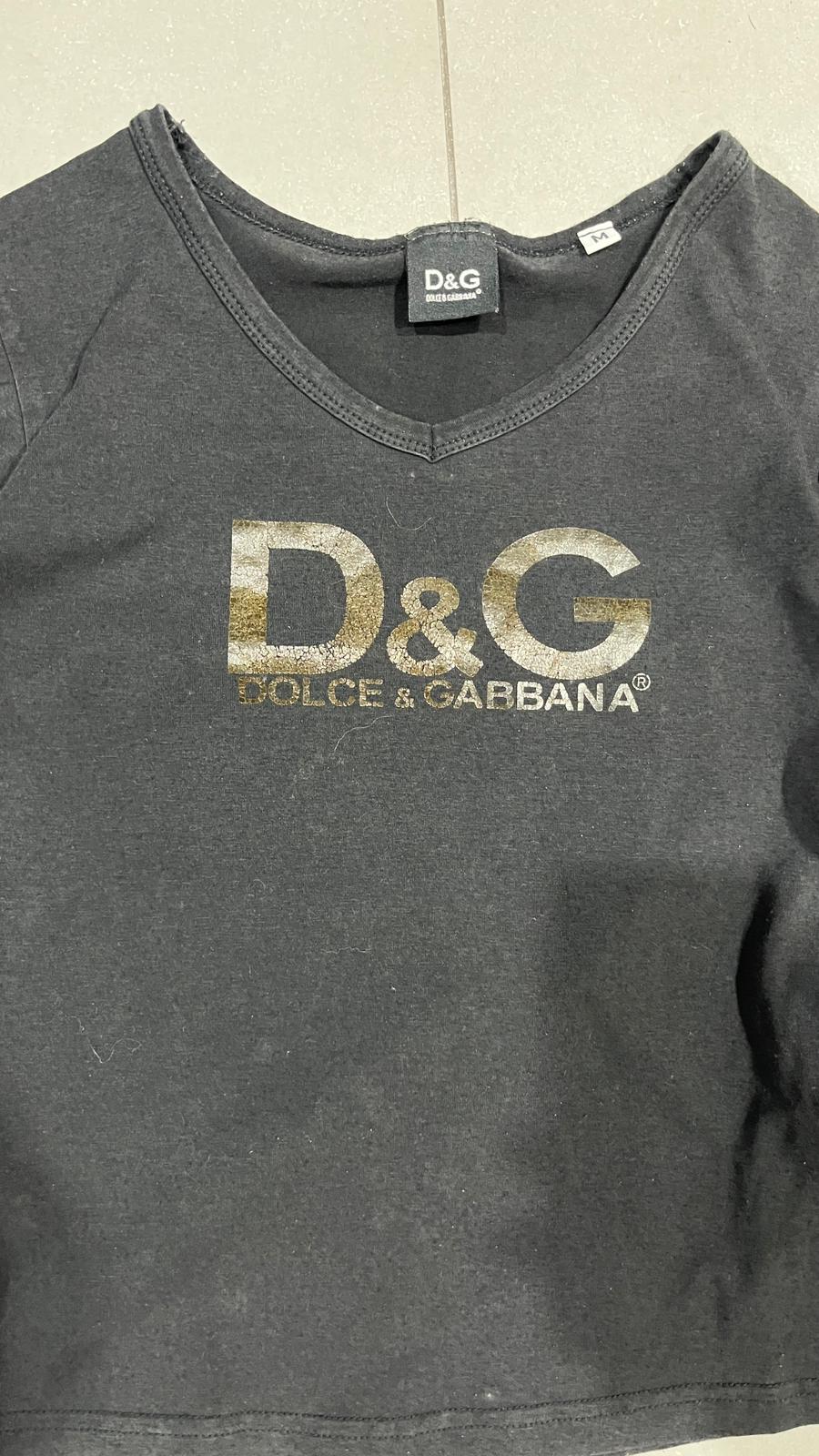 Top D&G Dolce & Gabbana nero maniche lunghe logo taglia M