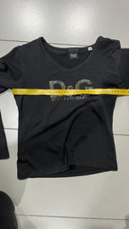 Top D&G Dolce & Gabbana nero maniche lunghe logo taglia M