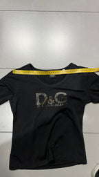 Top D&G Dolce & Gabbana nero maniche lunghe logo taglia M
