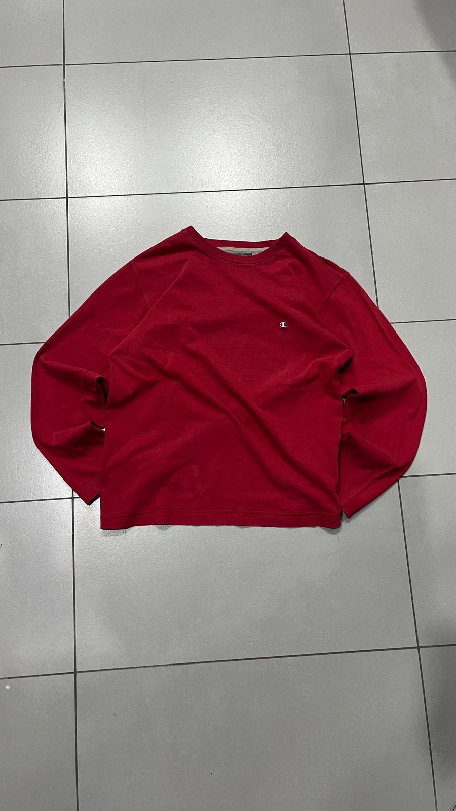 Felpa Champion Rossa con Logo Ricamato - Embroidered Red Champion Sweatshirt Vintage Y2K (S)