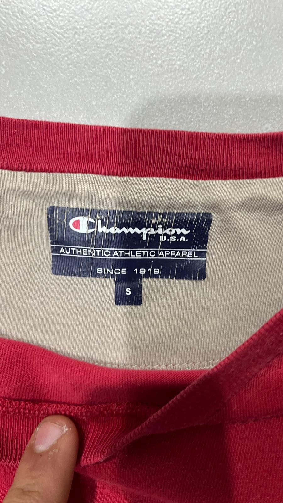 Felpa Champion Rossa con Logo Ricamato - Embroidered Red Champion Sweatshirt Vintage Y2K (S)