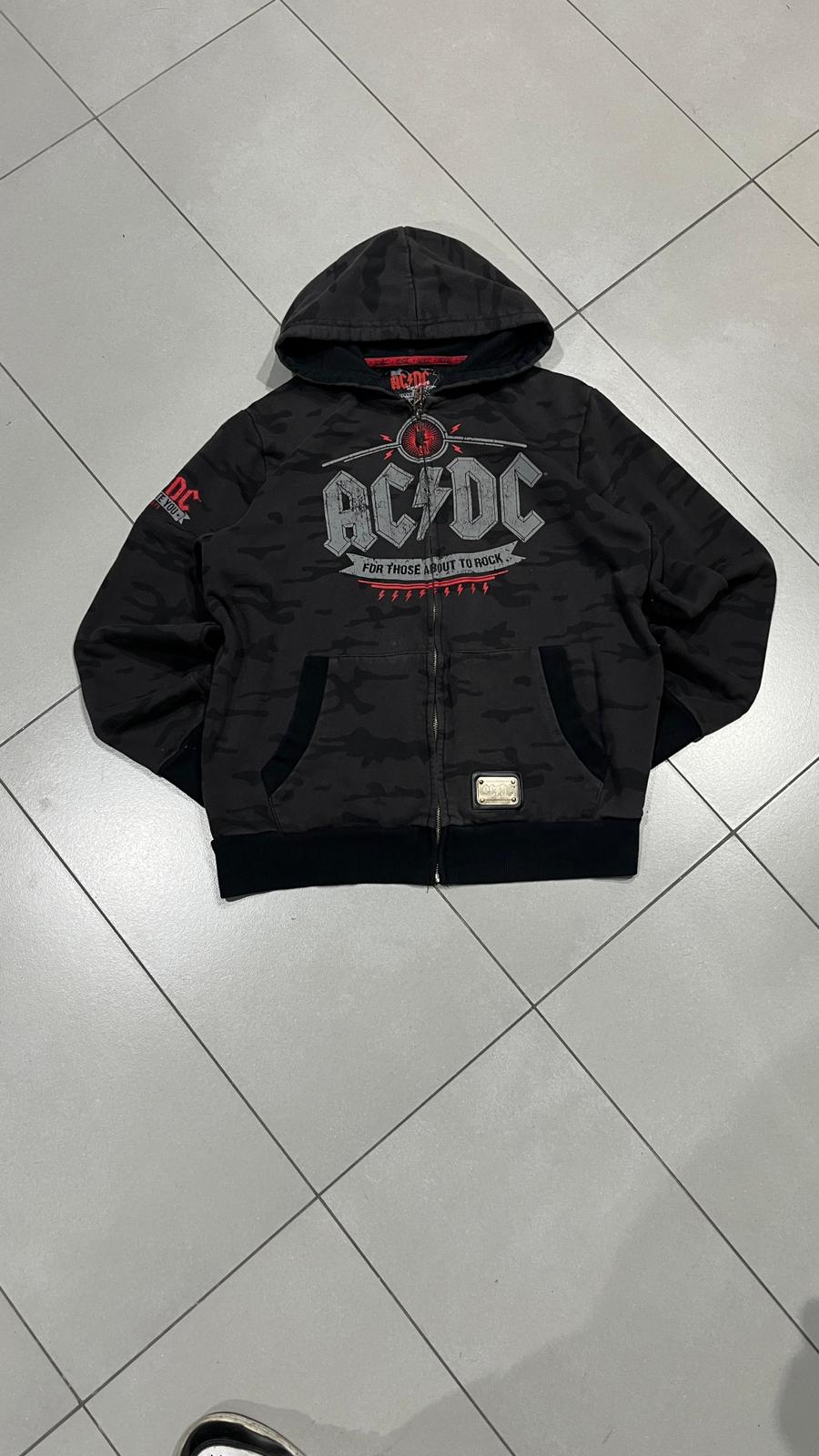 Felpa AC/DC uomo L zip hoodie camouflage vintage rock