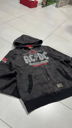 Felpa AC/DC uomo L zip hoodie camouflage vintage rock