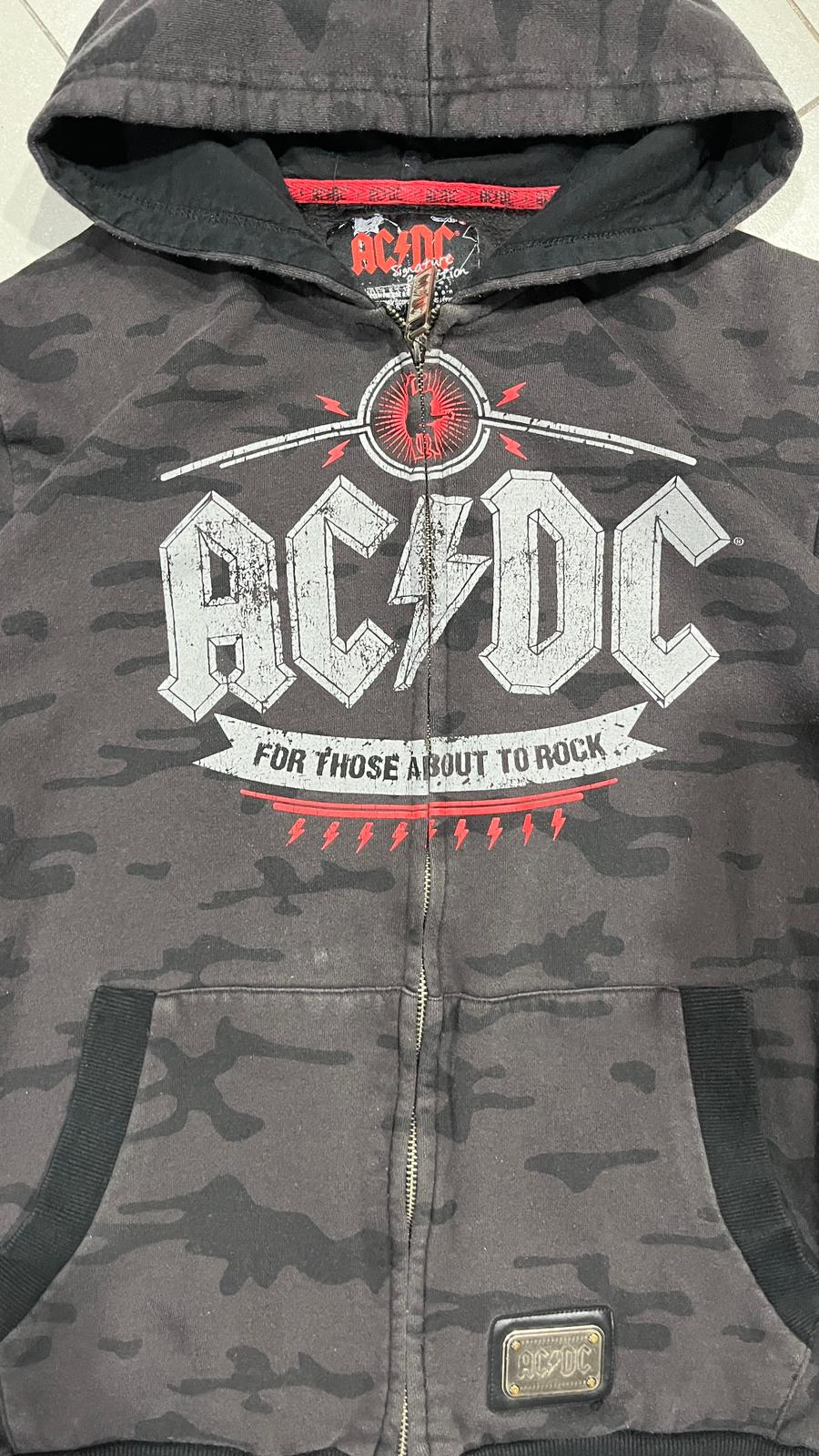 Felpa AC/DC uomo L zip hoodie camouflage vintage rock