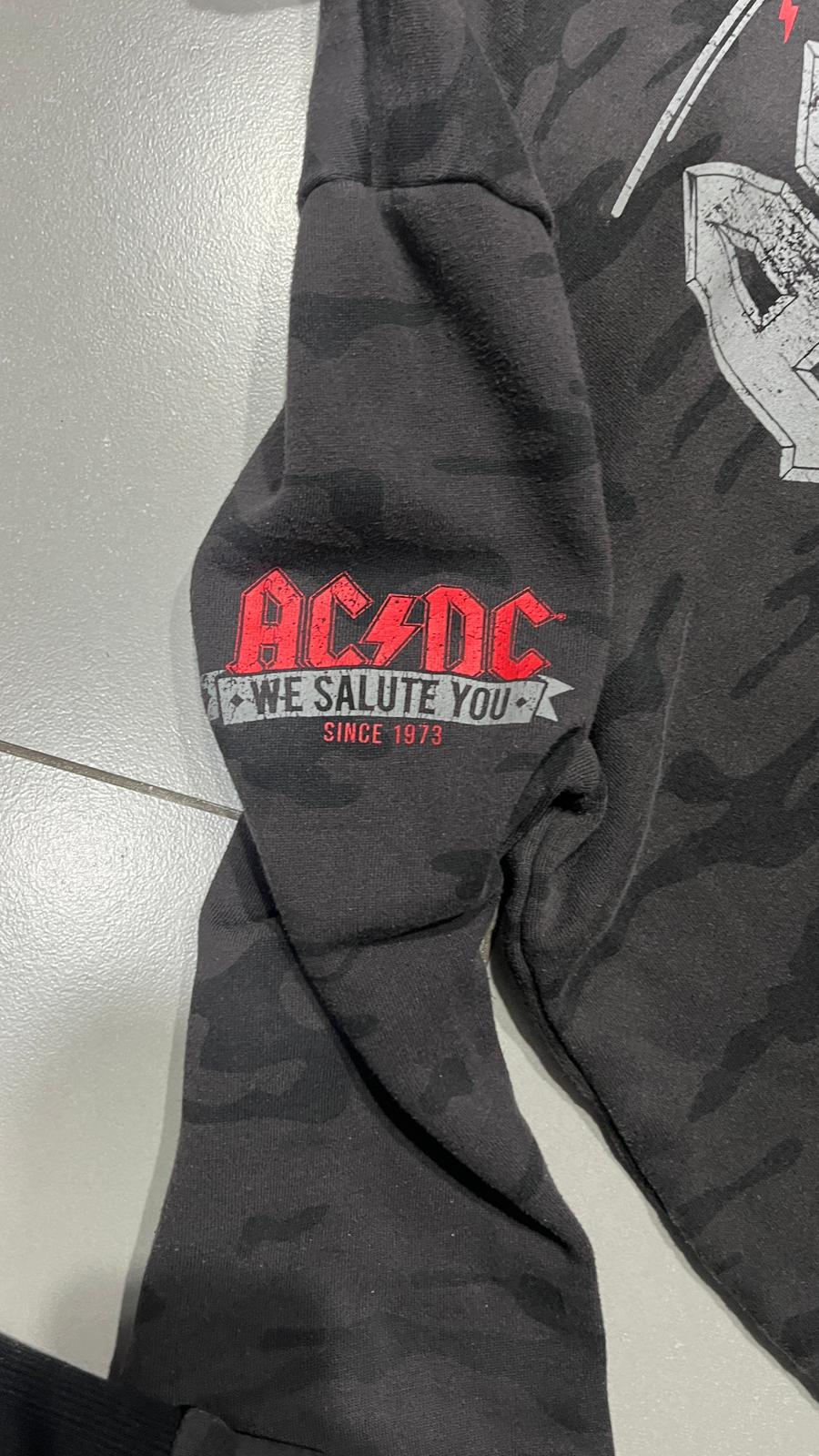 Felpa AC/DC uomo L zip hoodie camouflage vintage rock