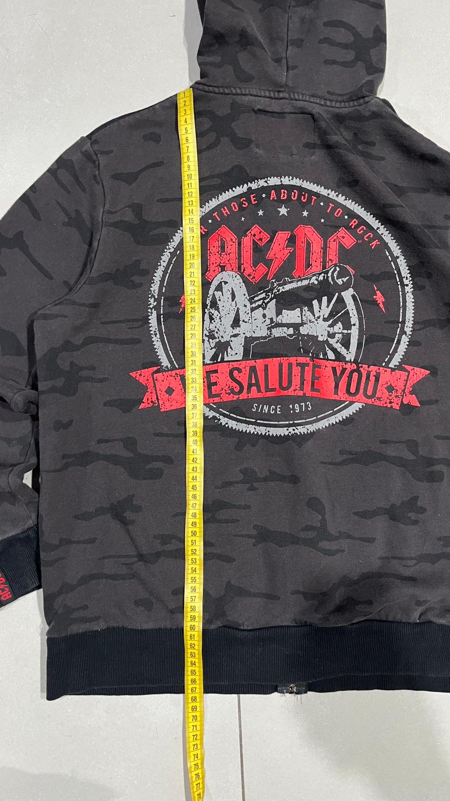 Felpa AC/DC uomo L zip hoodie camouflage vintage rock