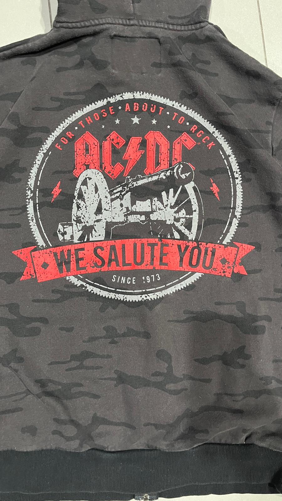 Felpa AC/DC uomo L zip hoodie camouflage vintage rock