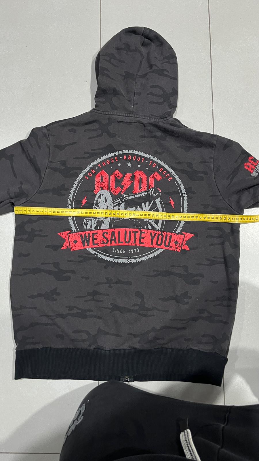 Felpa AC/DC uomo L zip hoodie camouflage vintage rock