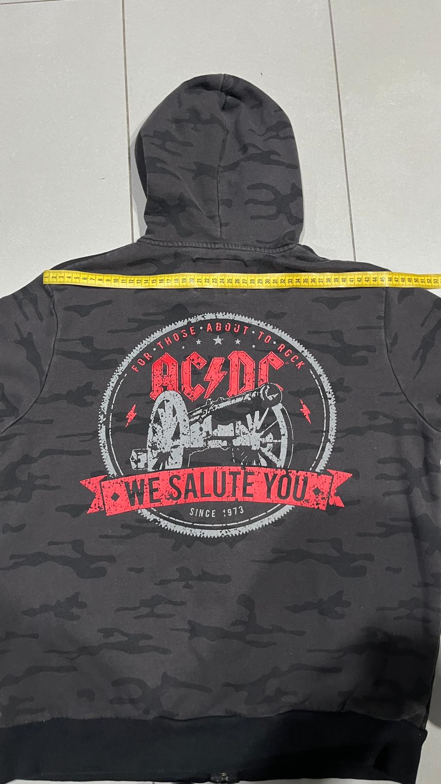 Felpa AC/DC uomo L zip hoodie camouflage vintage rock