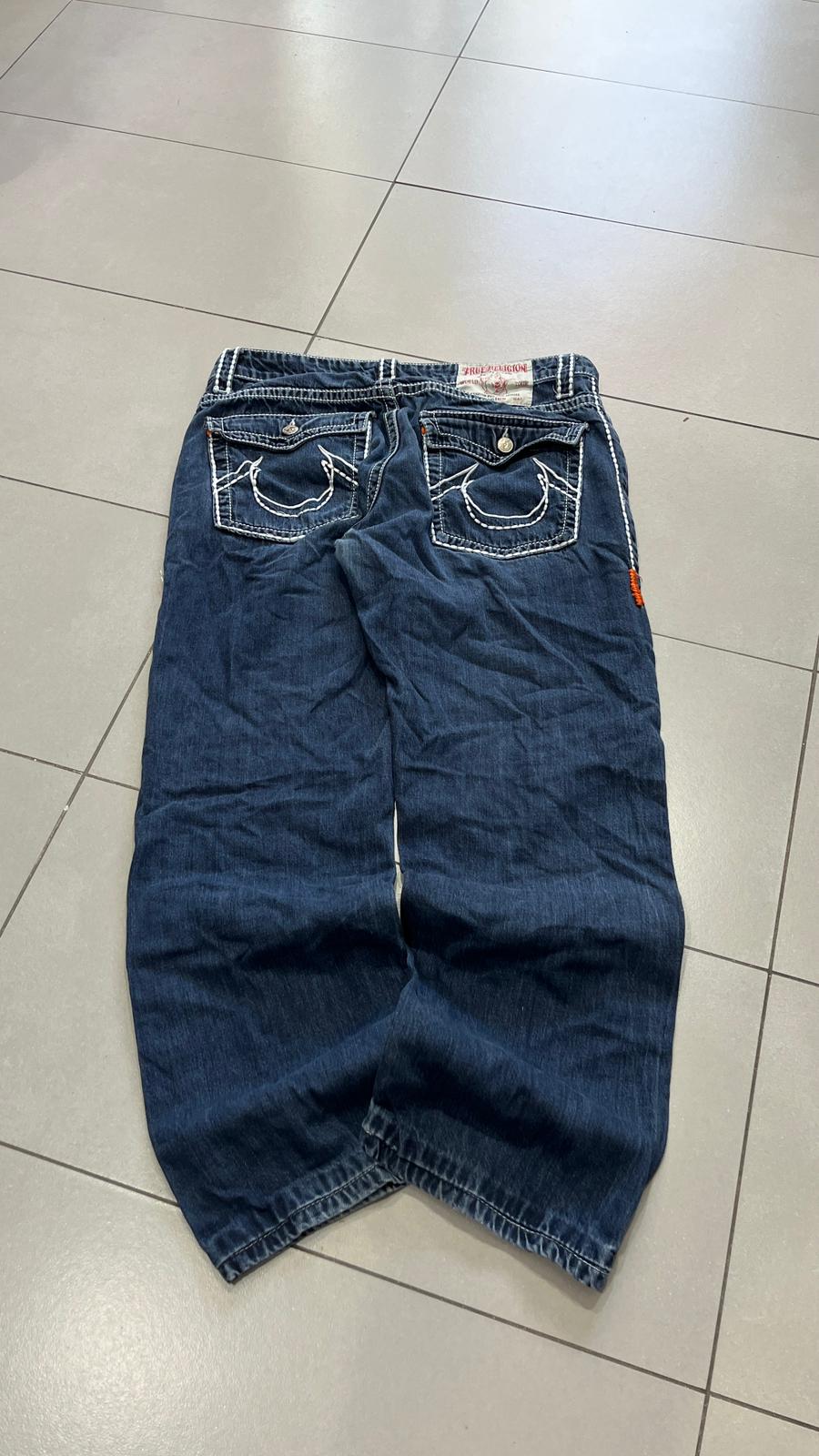Jeans True Religion uomo baggy Billy Big T denim blu Y2K streetwear (M)