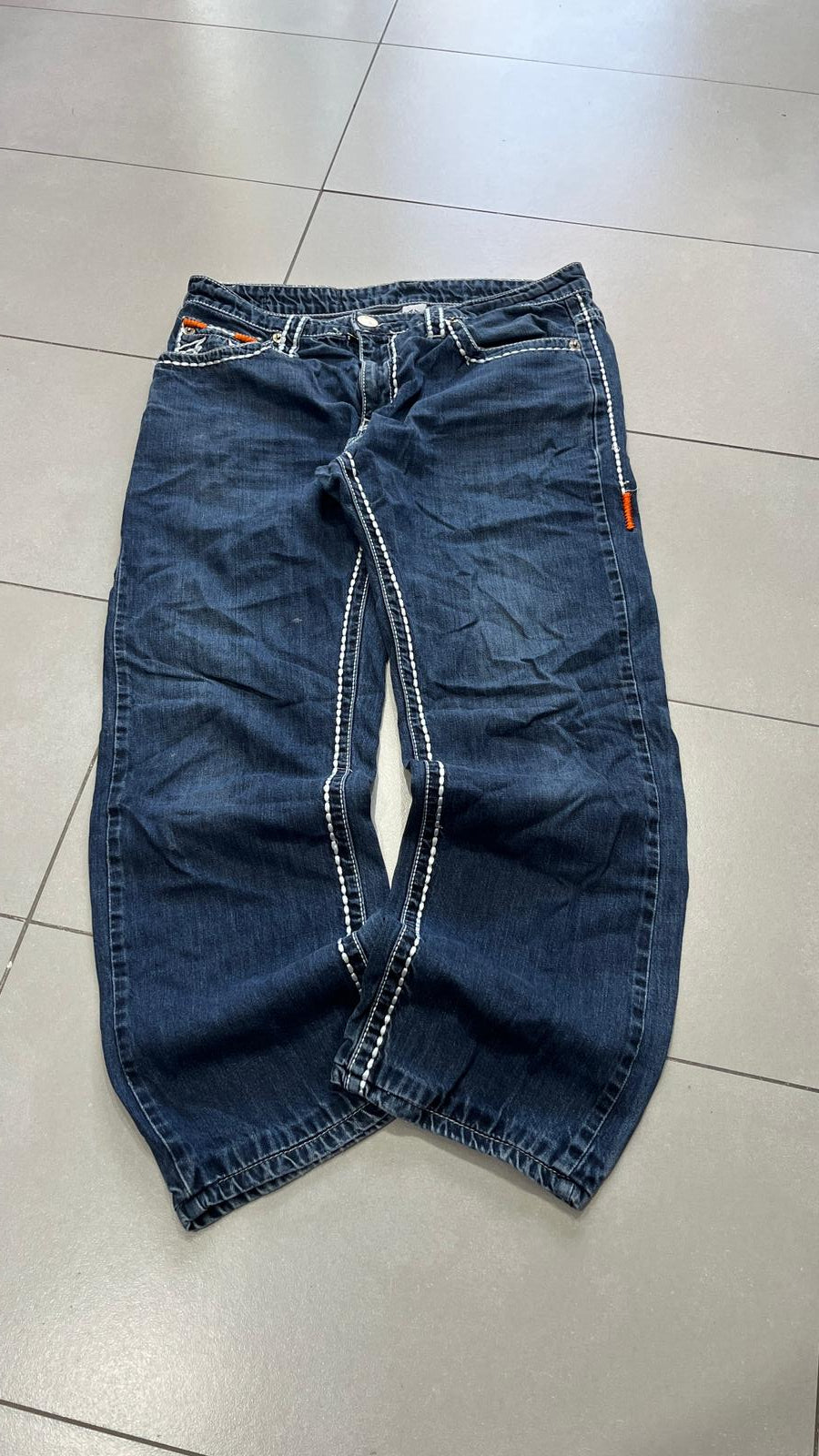 Jeans True Religion uomo baggy Billy Big T denim blu Y2K streetwear (M)