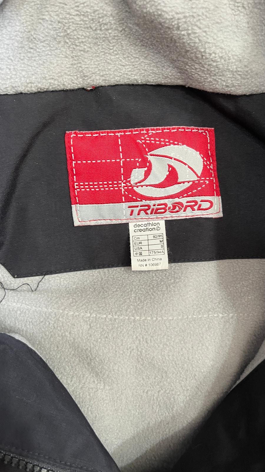 Giacca Tribord sailing uomo nera rossa tecnica impermeabile (M) Vintage Y2K Racing Jacket