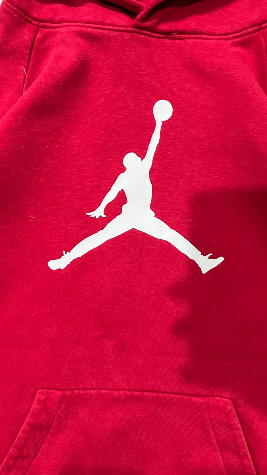 Felpa Jordan rossa con cappuccio XL Bambino S uomo logo Jumpman (S)