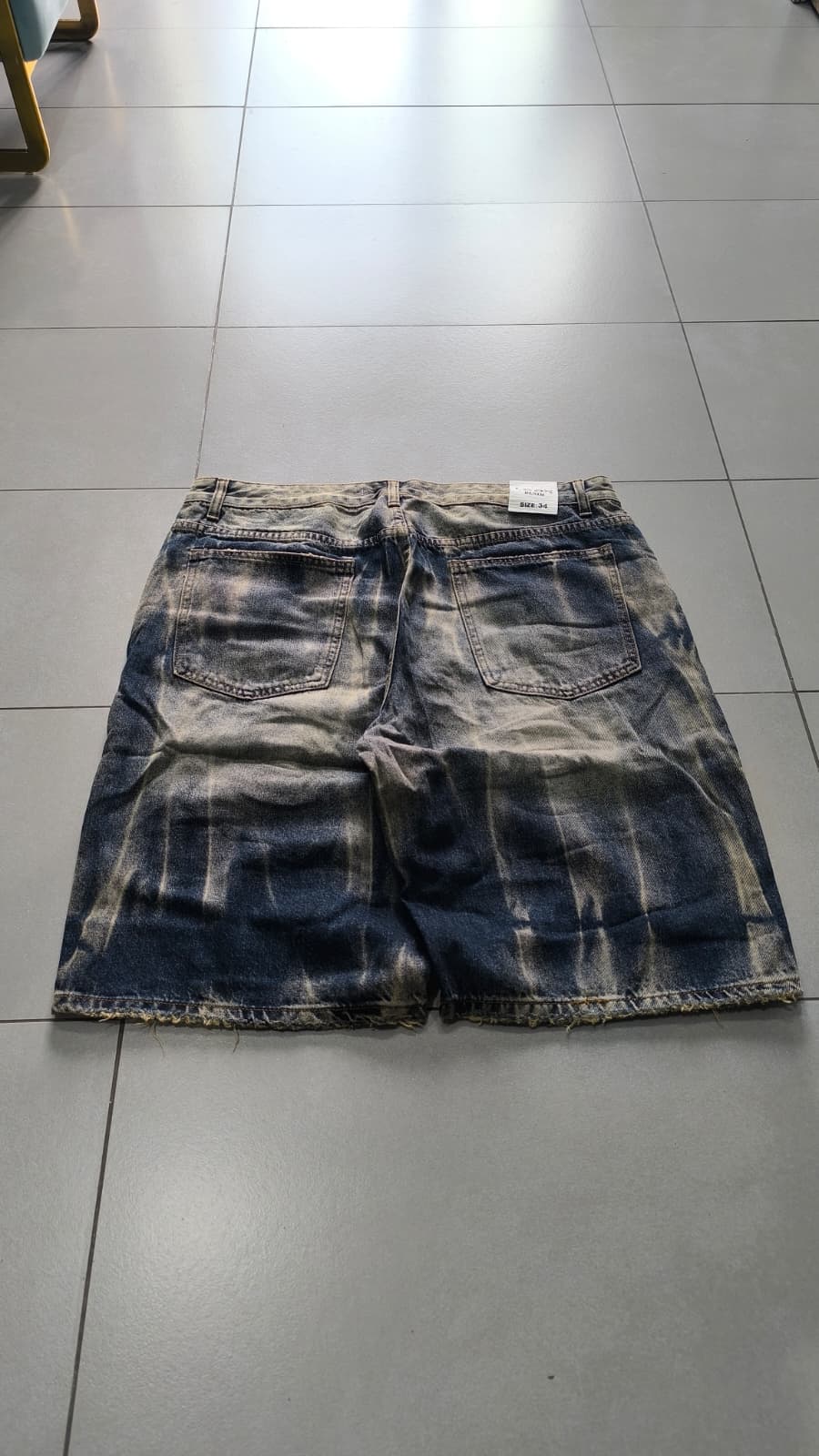 Jorts Leox denim baggy acid wash distressed Vintage Y2K - Pantaloncini in Denim