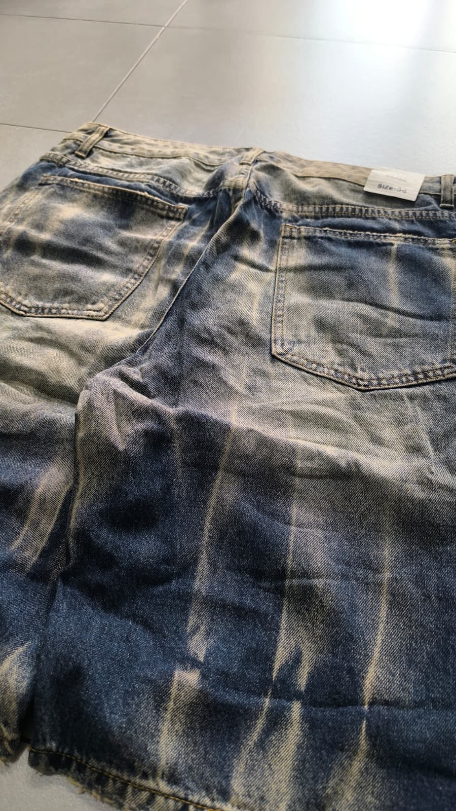 Jorts Leox denim baggy acid wash distressed Vintage Y2K - Pantaloncini in Denim