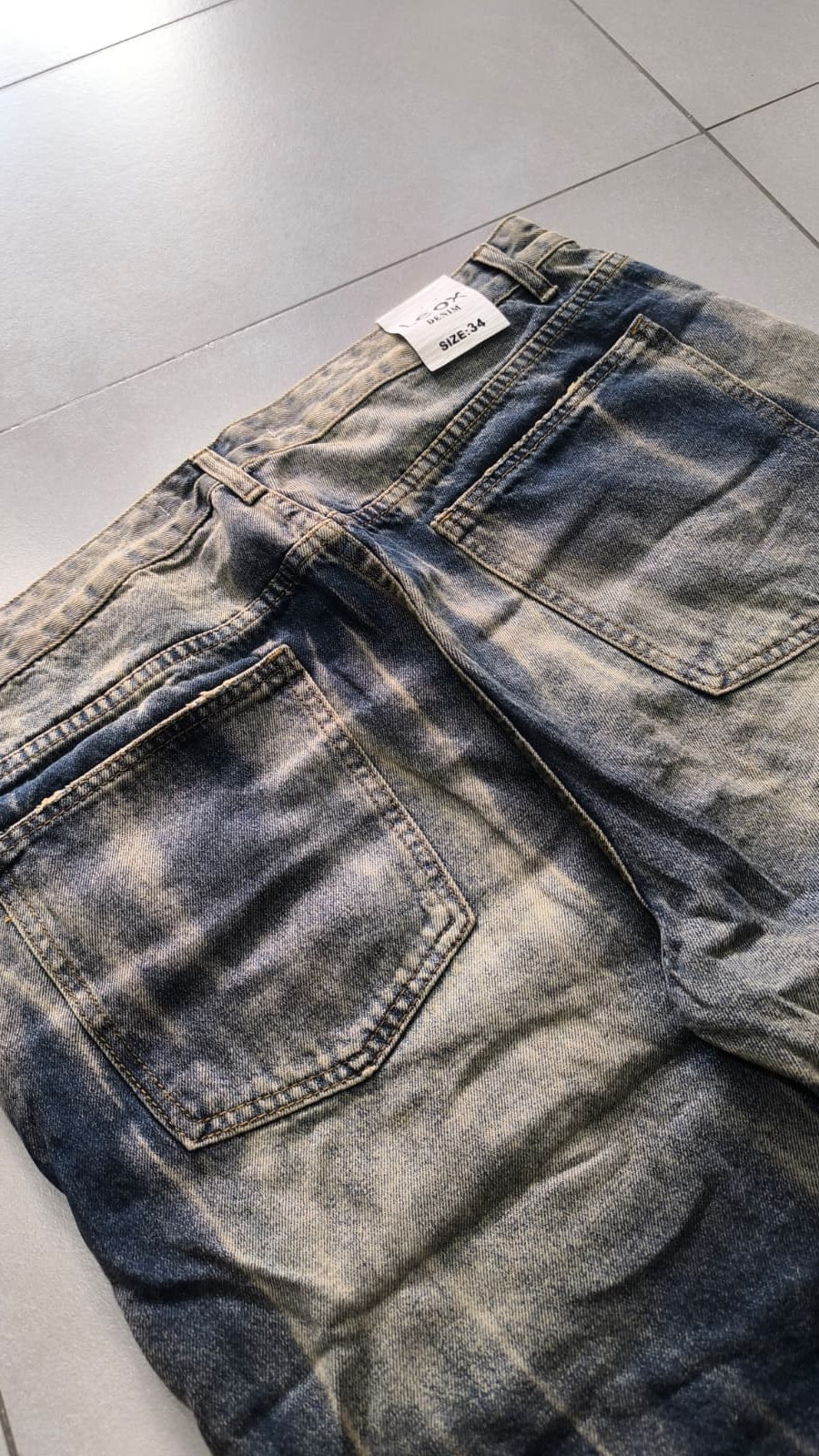 Jorts Leox denim baggy acid wash distressed Vintage Y2K - Pantaloncini in Denim