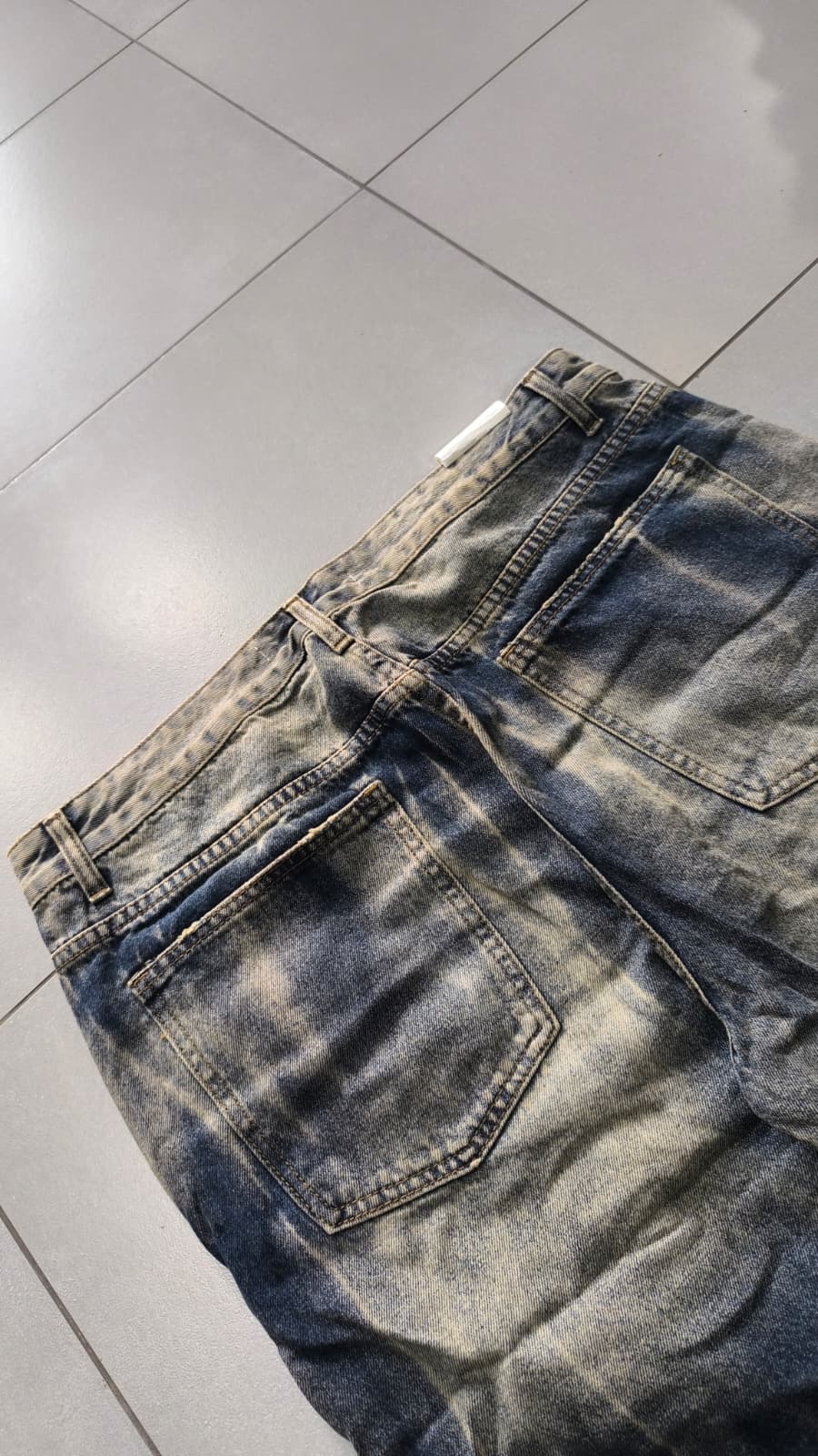 Jorts Leox denim baggy acid wash distressed Vintage Y2K - Pantaloncini in Denim