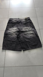 Jorts Leox denim nero baggy distressed streetwear Vintage Y2K Particular