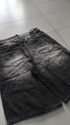 Jorts Leox denim nero baggy distressed streetwear Vintage Y2K Particular