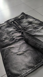 Jorts Leox denim nero baggy distressed streetwear Vintage Y2K Particular