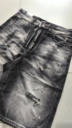 Jorts Leox denim nero baggy distressed streetwear Vintage Y2K Particular