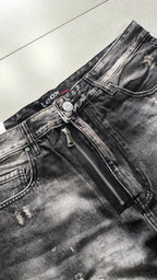 Jorts Leox denim nero baggy distressed streetwear Vintage Y2K Particular