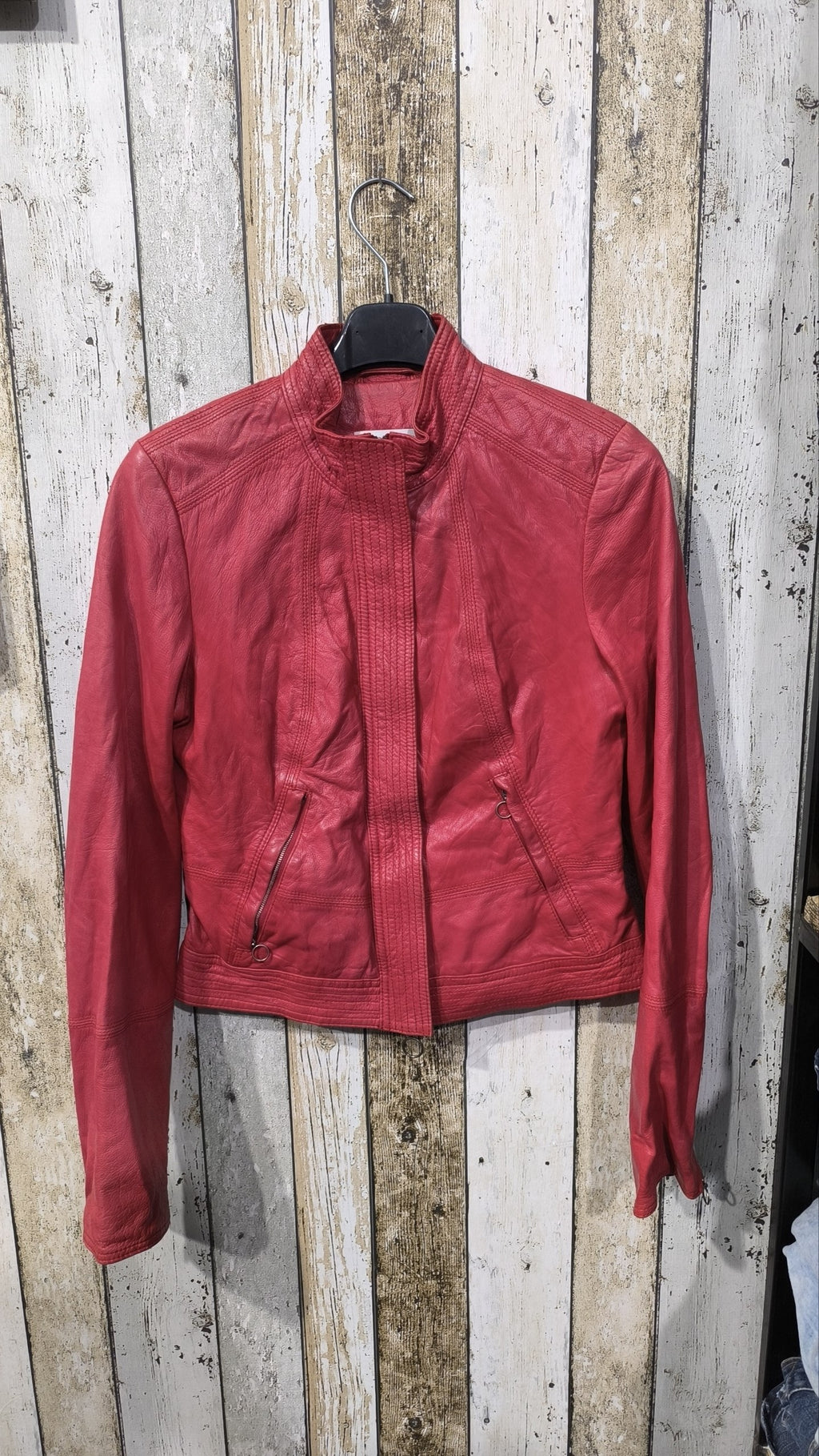 Giacca in similpelle JOOP! JEANS Collo alto Zip Rossa Vintage Y2K (S) — foto 3