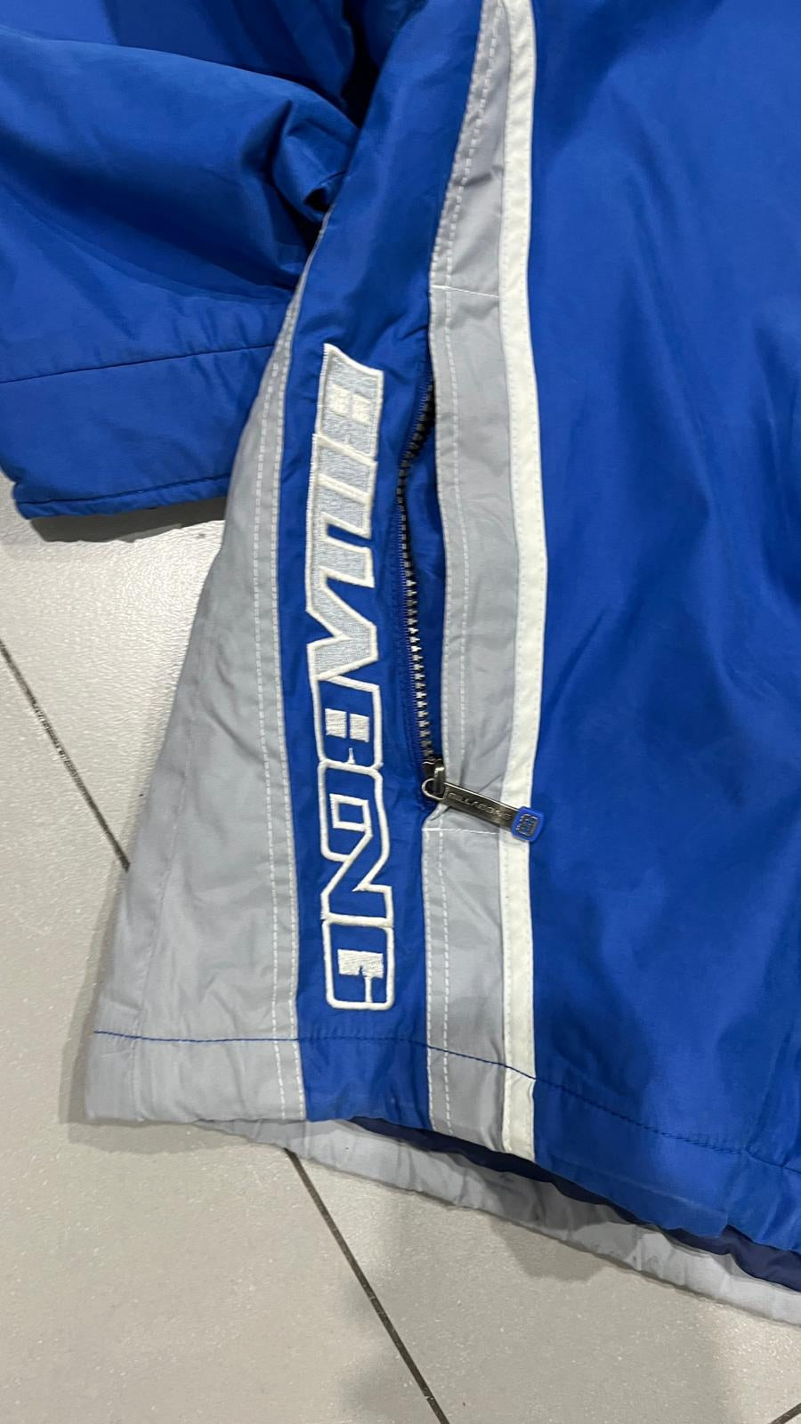 Giacca a vento Billabong Cappuccio Zip Blu Royal Inserti Grigi Bianchi Vintage Y2K (L) — foto 5