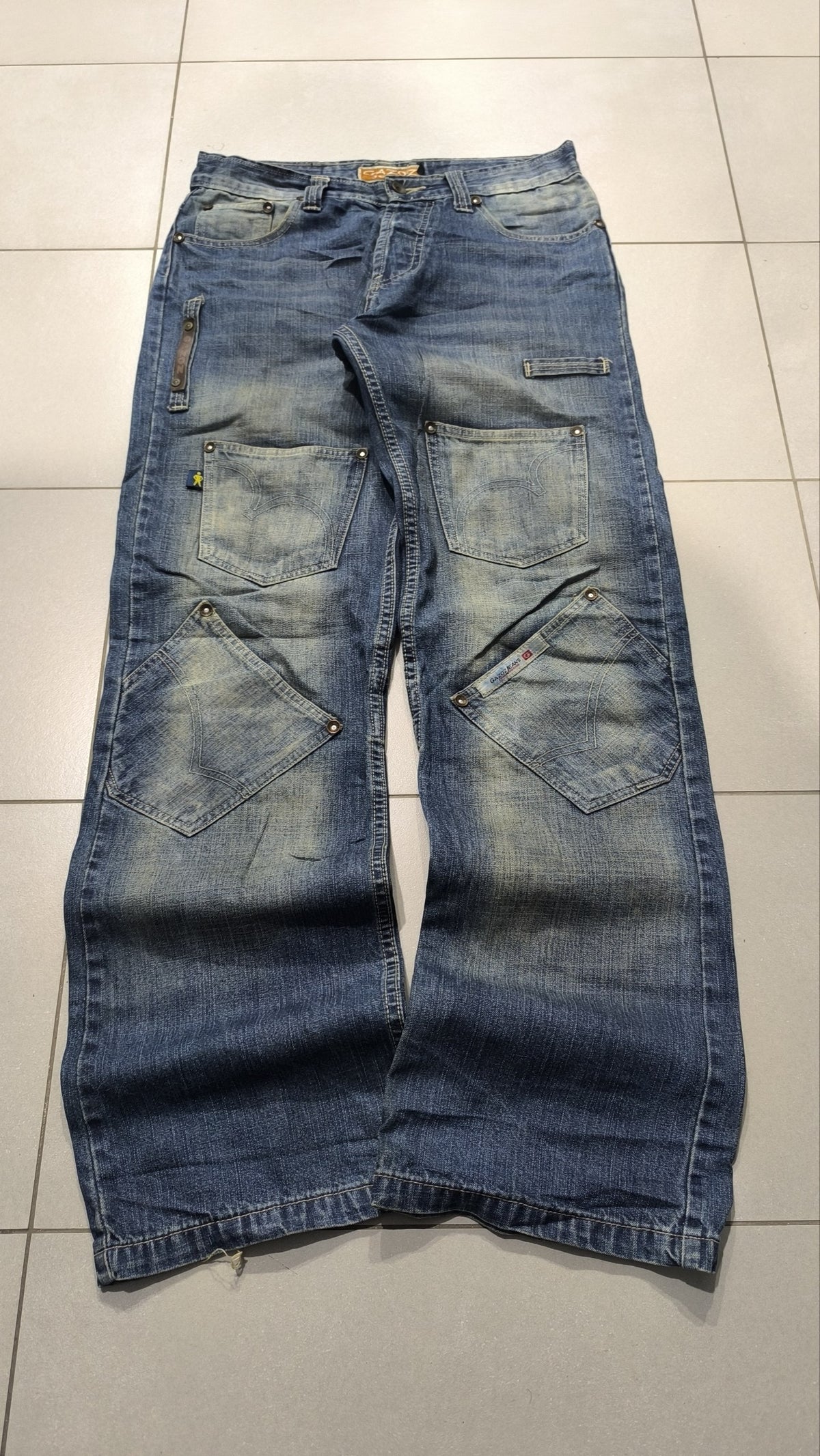 Jeans Baggy in Denim Gazoz Blu Lavaggio Chiaro Vintage Y2K Uomo (M) — foto 5