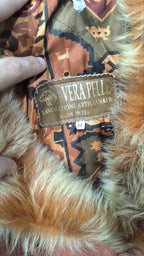 Giacca Pelle Marrone Collo Pelliccia Vintage Y2K Donna (M) — foto 4