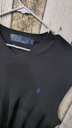 Gilet in maglia Polo by Ralph Lauren Scollo a V Logo viola Vintage Y2K (L) — foto 4