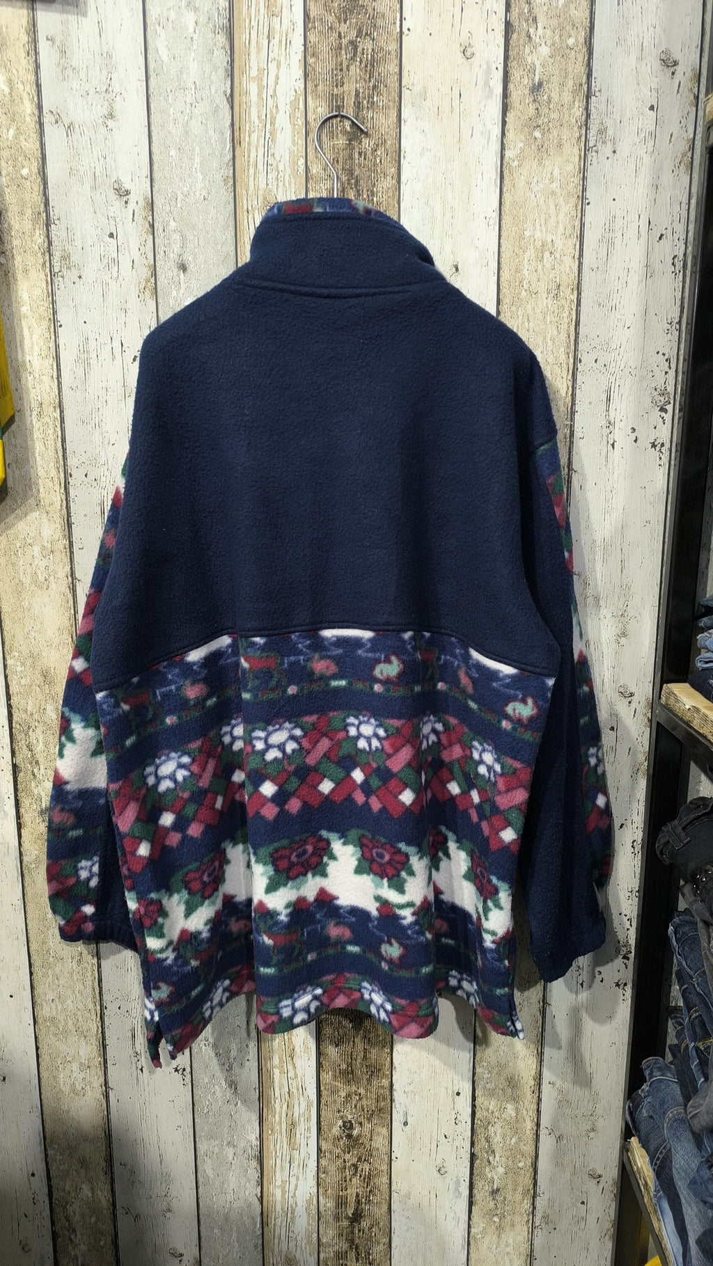 Pile Quarter Zip Marcel Clair Blu Navy Floreale Geometrico Vintage Y2K (S) — foto 7