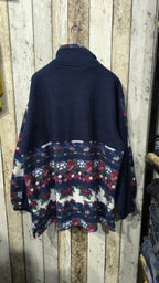 Pile Quarter Zip Marcel Clair Blu Navy Floreale Geometrico Vintage Y2K (S) — foto 7