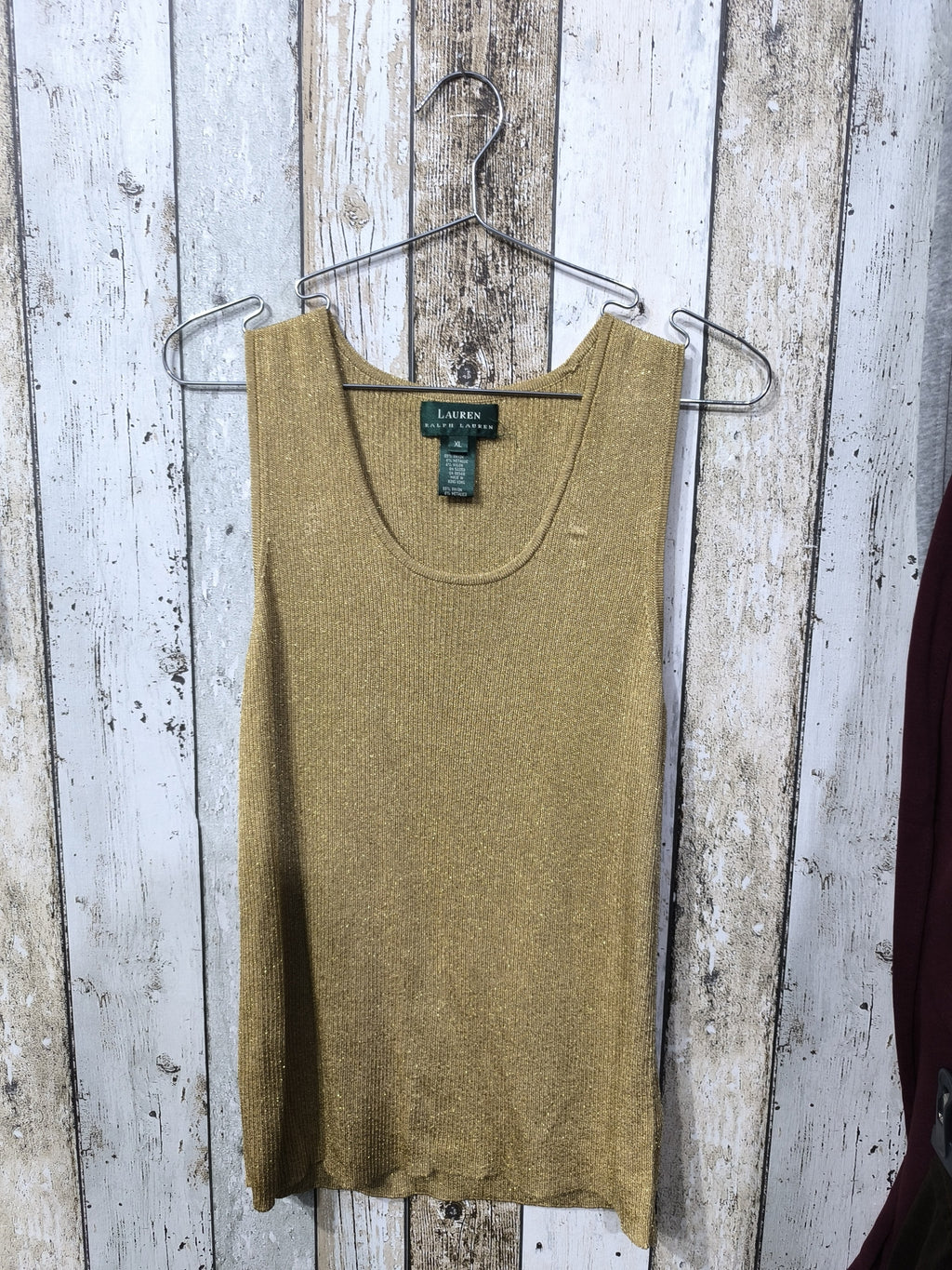 Canotta in maglia Lauren Ralph Lauren Oro antico Vintage Y2K (XL) — foto 3