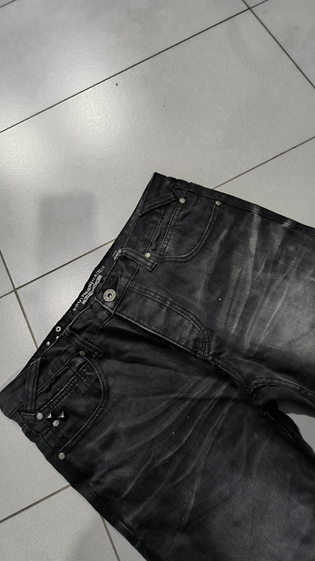 Jeans Southwave Denim gamba ampia Nero slavato Vintage Y2K Uomo (L) — foto 6