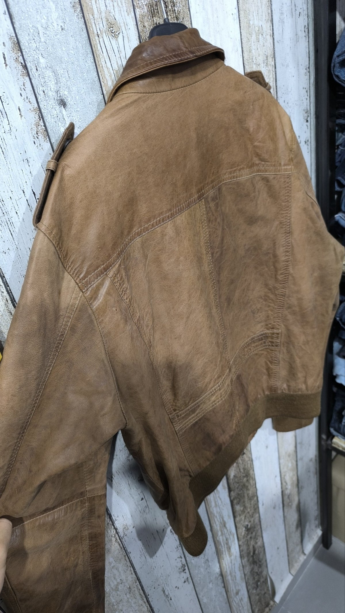 Giacca in pelle Gippy Marrone Colletto ampio Vintage Y2K (L) — foto 7