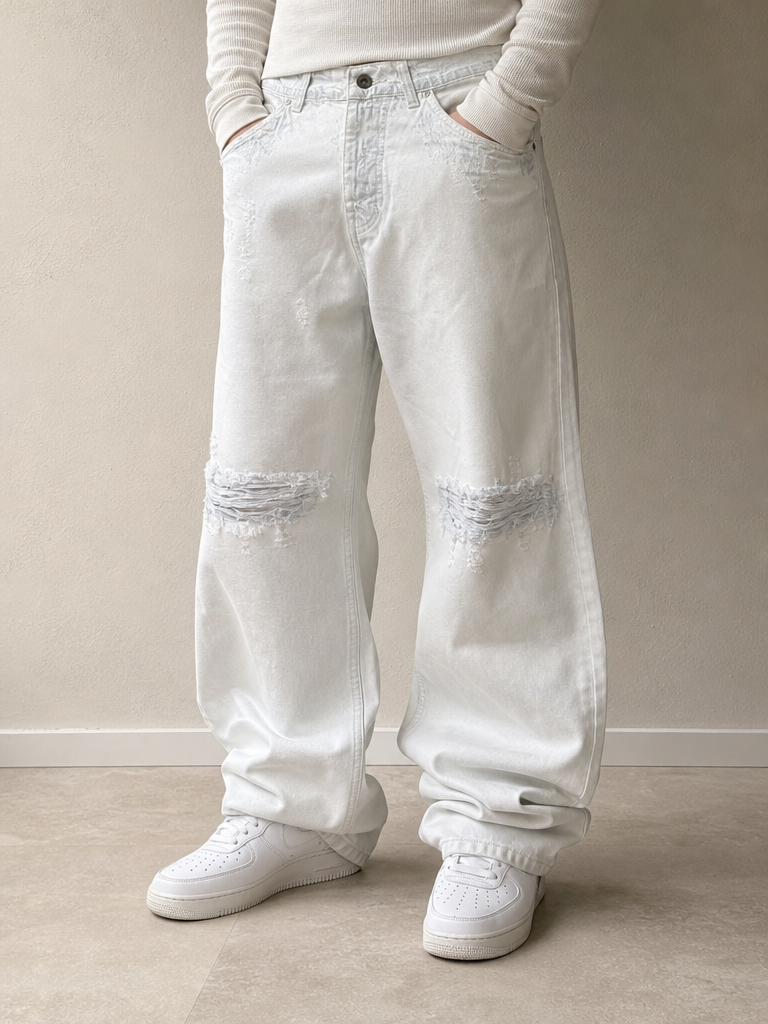 Denim Jeans Baggy Fit Silver Jeans Vintage Y2K (M) - indossata fronte