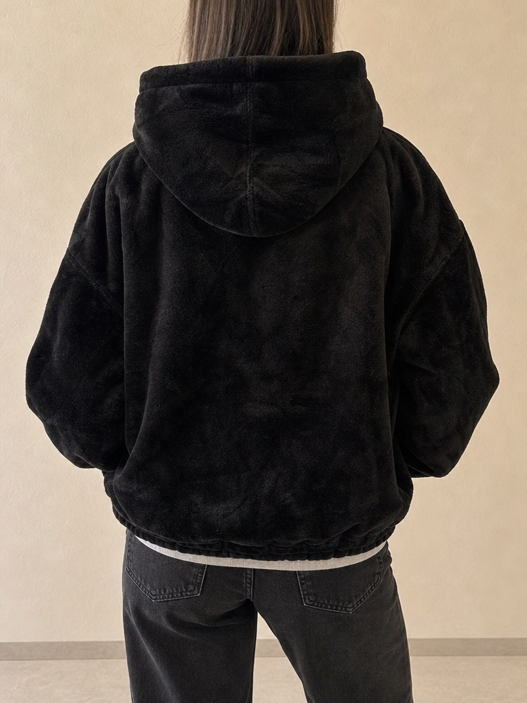 Giacca Pelliccia Pellicciotto 361 NEW Sfoderato Boxy Fit Vintage Y2K Donna — foto posteriore indossata