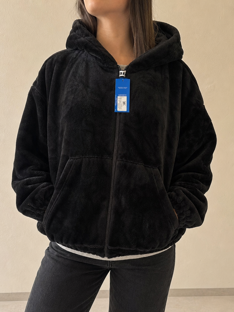 Giacca Pelliccia Pellicciotto 361 NEW Sfoderato Boxy Fit Vintage Y2K Donna — foto frontale indossata