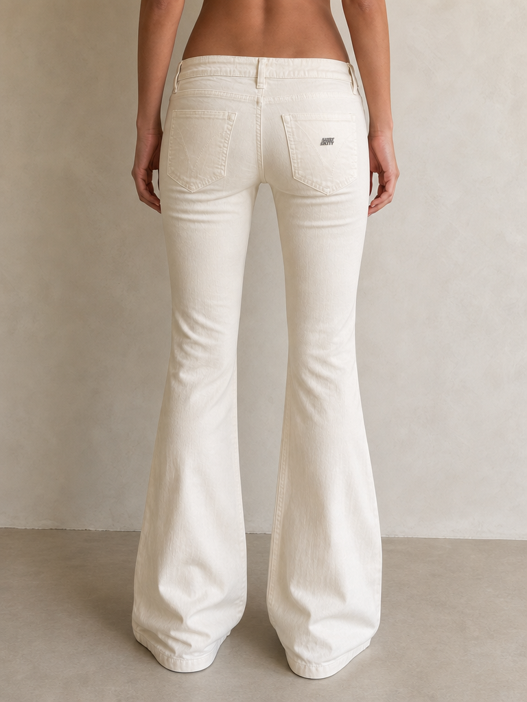 Miss Sixty pantaloni XXS panna low waist flare nuovi con cartellino Vintage Y2K Donna (XXS) - indossata retro