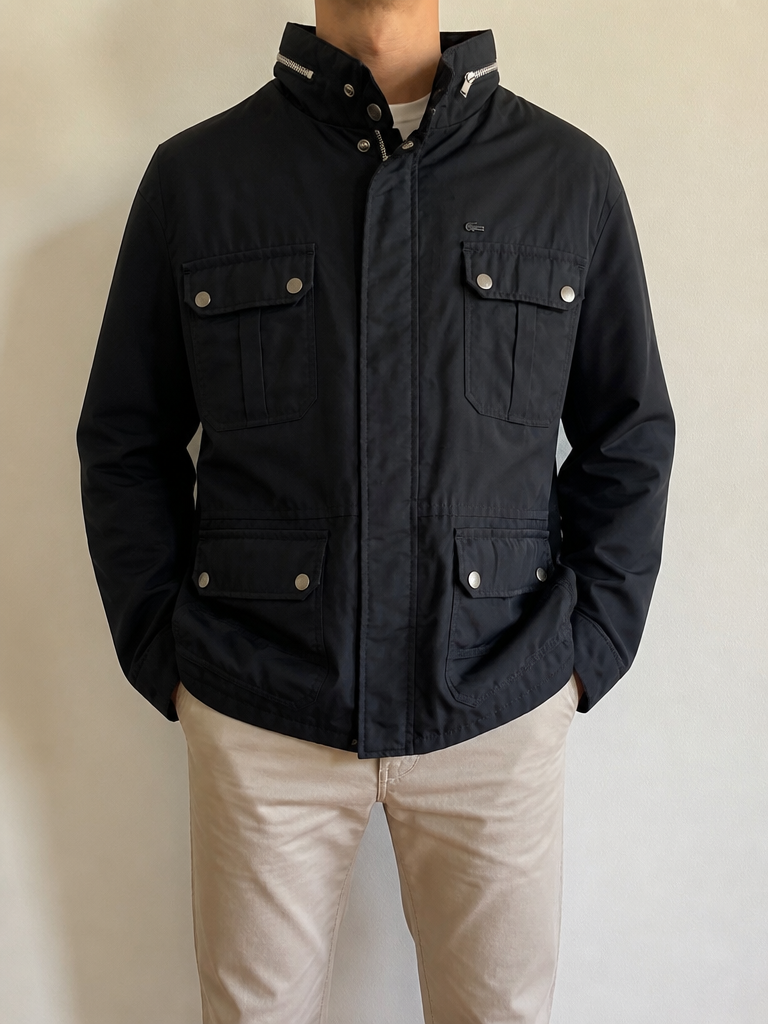 Lacoste Giacca Uomo Nero Zip Bottoni Vintage Y2K — foto 1