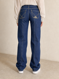 Denim Jeans Roy Rogers Straight Fit Low Waist Blu Embroidered Vintage Y2K Donna (XS) - indossata retro